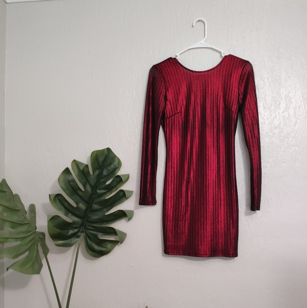 Metallic red mini dress